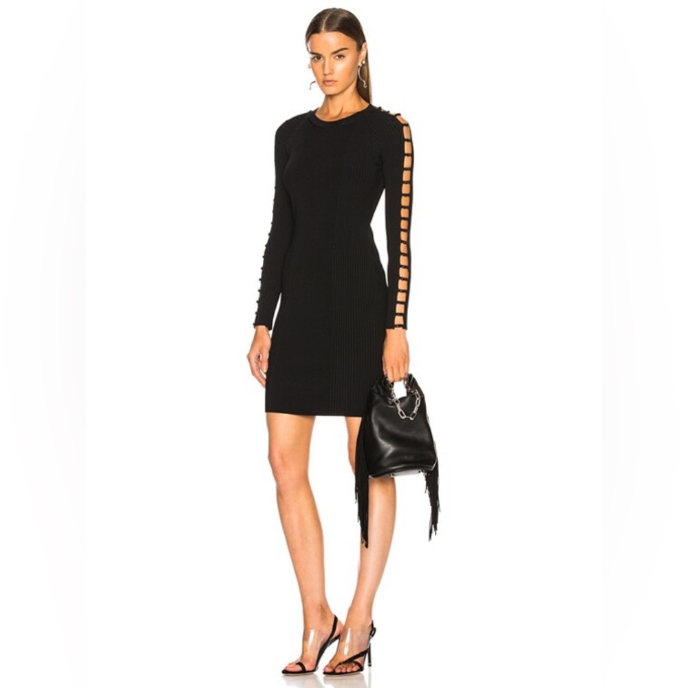 Alexander Wang Ribbed Knit Raglan Dress with Strap Detail
